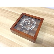 zakka Daily Groceries Log Dark Wood Color Brown Country Style Glass Lid Nine Compartments Storage St