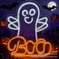 Back Panel Halloween Waving Ghost Neon Light BOO Ghost Festival Children's Room Party Decoration Atm