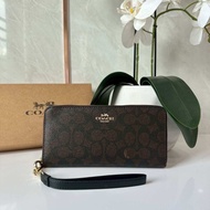 💕 กระเป๋าสตางค์ใบยาว LONG ZIP AROUND WALLET IN SIGNATURE CANVAS (COACH CW778)
