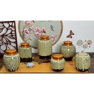 Tea Jar Tea Jar/Dried Tea Jar Tea Container with Copper Lid Enamel Fired Stone