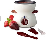 Electric Fondue Pot Set for Chocolate and Cheese with Dipping Forks, 9-ounce Detachable Bowl, for Chocolate Melts Cheese Melts (White)