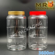 Balang Kuih Raya - 3600ml PET Container [ 1set ] YFP 3322 Bekas Kuih Cookie Jar Plastik Kosong Biskut J3600 NCI 4060