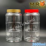 Balang Kuih Raya - 3600ml PET Container [ 1set ] YFP 3322 Bekas Kuih Cookie Jar Plastik Kosong Bisku