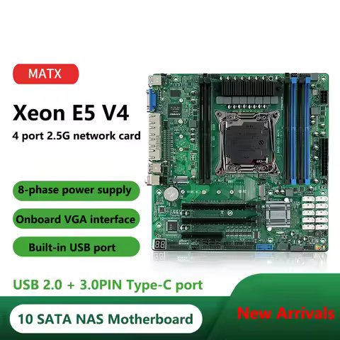 Xeon E5 NAS Motherboard C612 10 SATA 4*2.4G LAN Port LGA2011 NAS Board 2*M.2 4 Channel 6*DDR4 DIMM W