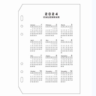Calendar 2024 year 6 hole Planner Notebook index 1pcs