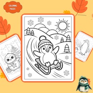 Set of 39/20/10 coloring pages, Penguin coloring pages, A4, A5 regular 70gsm paper PG758T