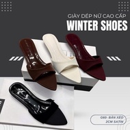 (Thick Feet Increase 1 Size)G60 Women's Satin Slanted Clogs 2cm High - Women's Cross Strap Sandals i