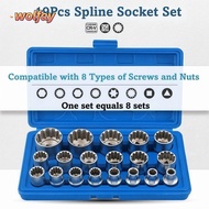 YOLANDA 19 Pcs Spline Socket Set, Metric 1/2" Drive 12 Point Socket Set, High Quality 8-32mm 6-Angle