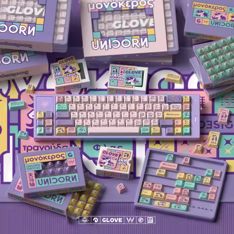 Glove Domikey Unicorn Theme Keycap Set PBT Custom Cute Keyboard Cap Cherry Profile Key Cap for Mecha
