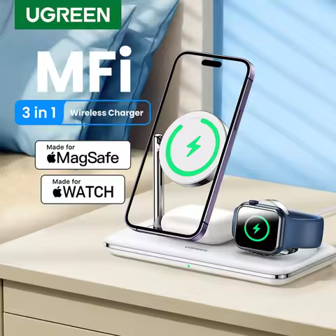 【KR Sale】UGREEN MFi for Magsafe 25W Wireless Charger Stand 15W 3-in-1 Charging Station For iPhone 15