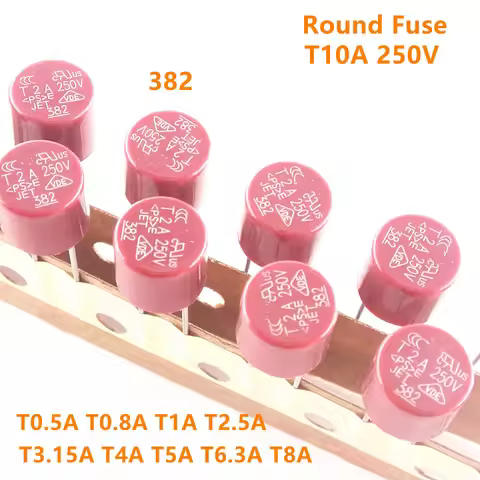 10-20pcs Round Fuse Slow Blow TR5 T0.5A T0.8A T1A T1.6A T2A T2.5A T3.15A T5A T6.3A T8A T10A 250V 382