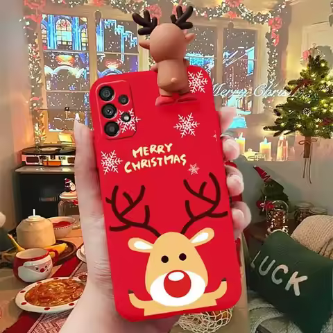 Christmas Reindeer Bear Case For VIVO V50E V21E V27E V25E V30E V50 V30 V40 Pro V29 Lite V21 Y52 Y51