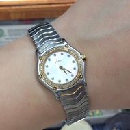 Ebel 女裝23mm石英金鋼，原裝18K金鑽石圈，鑽石字貝殼面，內圈15.5+cm，操作正常淨錶 💰現金價HKD $ 3,600 📍購此平台只限荃灣舖交收 This platform only fa