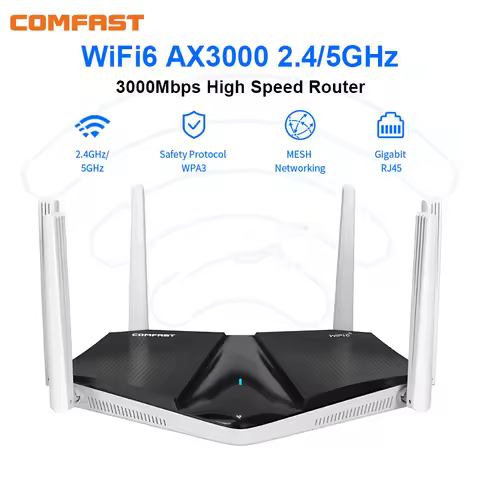 COMFAST WIFI6 3000Mbps Mesh Router IPV6 WPA 3 Wi fi Router EU Plug 5*1000Mbps RJ45 WPS WIFI Signal A