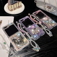 Light Luxury Diamond Butterfly Bracelet Samsung Z Flip3 4 5 6 7 7FE 8 Fashion Phone Case OPPO FindN3