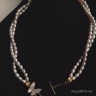Small 4-4.5 Butterfly baby Necklace Freshwater Double-Layer Mother-Oyster Pearl Accessories Pendant 