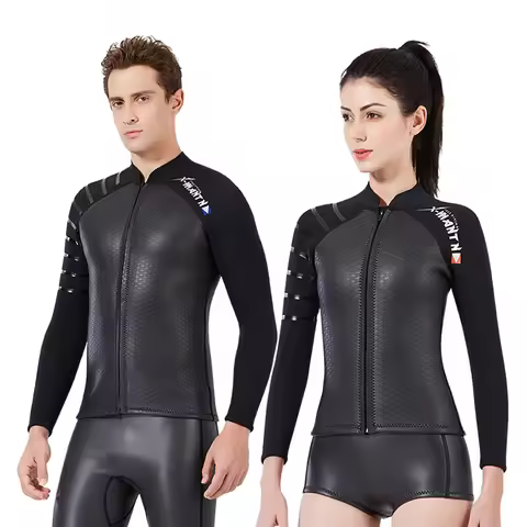 3mm Men Women Neoprene Long Sleeve Smoothskin Wetsuit Swimming Top Jacket Diving Suits Swimming Surf