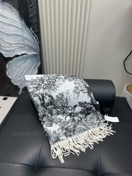 💜Dior迪奥動物印花羊絨圍巾 黑白配色 全新正品💜
