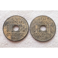 Combo 2 Indochina Coins 1942- 1943. 1/4 Cent