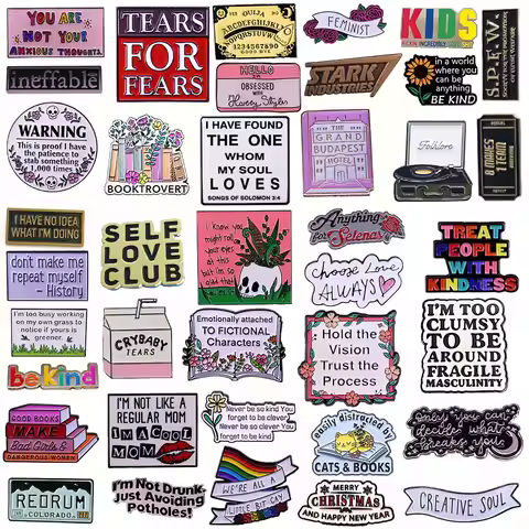 Emotionally Atteched To Fictional Characters Enamel Pins Brooch for Backpacks Badges Jewelry Fashion