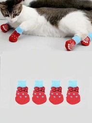 4入組寵物襪,為teddy、poodle等狗狗設計的防滑底部狗襪