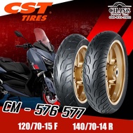 ยางยี่ห้อ CST รุ่น CM-576 CM-577 ขนาด 110/80-14 120/70-15 140/70-14 (ไม่ต้องใช้ยางใน)
