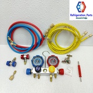 4port double meter gas peti sejuk / penghawa dingin r22 r410a r32 r134a r600a r12 r502 r404a 气压双表 测压