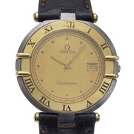 【日本直郵】歐米茄 OMEGA Constellation 不鏽鋼 x 皮革 石英 指針式顯示 金色錶盤 女錶【二手】