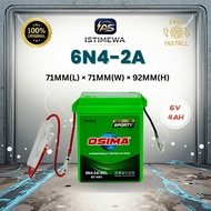 OSIMA 6N4-2A-4SL Full Sealed Motorcycle Battery | 6V Gel Green | Honda C70 GBO Suzuki RC80 Yamaha Y8