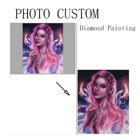 DIY Personalized Landscape Girl Photo Custom Diamond Painting, Adult Beginner 5D Diamond Painting, D