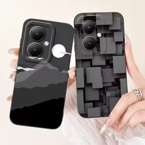 Funda For Vivo Y27 4G 5G Case Capa Soft Matte Liquid Silicone Bumper Cartoon Animals Pattern Anti-Kn