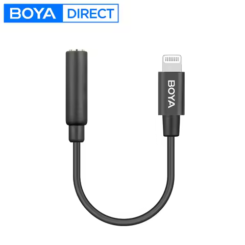 BOYA BY-K3 Microphone Audio Adapter Cable 3.5mm TRRS Female to MFi Certified Lightning for iPhone iP