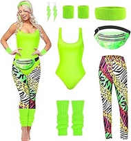 Women's Costume 80s 90s 80s Outfit Women's Set, 80s Accessories Outfit Women's with Leggings, Leg Wa