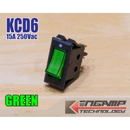 (1 Piece) [SW] KCD6 220V Green 15A/250Vac Switch Size 16x32mm