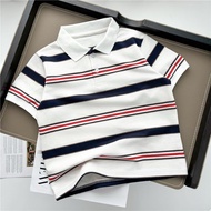 Zhudi Cotton Boy Short-Sleeved POLO Shirt 2026 Medium Big Boy Boy Striped t-Shirt Trendy Handsome#64