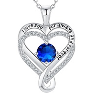 Jewelry for Women Wife Infinity Heart Birthstone I Love You Necklace S925 Anniversary Women Necklace