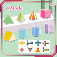 Educational Toys for Building Math Rooms 8pcs Translucent Geometry Model + 3D Folding Net