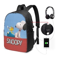 Snoopy Backpack Laptop USB Charging Backpack 17 Inch Travel Backpack School Bag Large Capacity Student School Bag