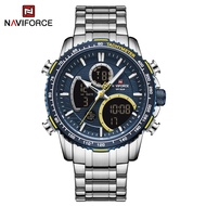Naviforce นาฬิกาข้อมือควอตซ์สำหรับผู้ชาย, นาฬิกากีฬากาแฟหน้าจอคู่นาฬิกาข้อมือสำหรับผู้ชาย NF9182