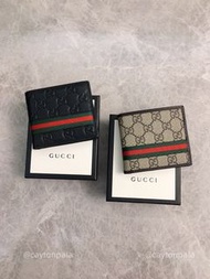 GUCCI Wallet 條紋織帶短款雙摺 男款 銀包