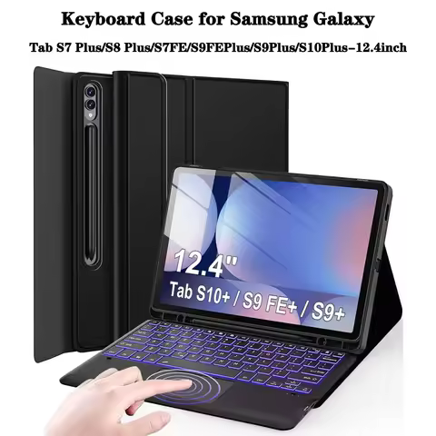 Case for Samsung Galaxy Tab S9+/S8+/S7 FE/ S7 Plus 12inch,Detachable Keyboard for Tab S10+/S9 FE Plu