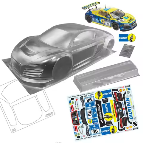 High quality R8 Sport DTM 1/10 drift RC PC body shell lampshade 200mm width Transparent drift body s