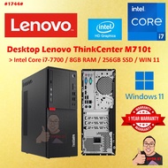 #1744 USED Used PC Lenovo ThinkCenter M710t Desktop Computer Intel Core i7-7700 4.20 GHz 8GB 256GBSS
