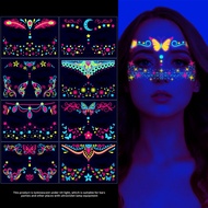 Glow in Dark Face Stickers - 8pcs Set for Parties & Nightclub Events