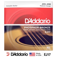 D'Addario® สายกีตาร์โปร่ง เบอร์ 13 แบบ Phosphor Bronze ของแท้ 100% รุ่น EJ17 (Medium, 13-56) ** Made