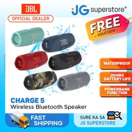 JBL Charge 5 Portable Wireless Bluetooth Speaker with IP67 Waterproof and Dustproof Rating, Dual Passive Bass Radiators, 20Hrs Battery Life USB Type C Cable (Black, Blue, Squad, Teal, Red) | JG Superstore