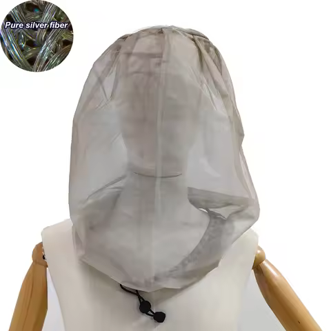 EMF Protection Head Cover Silver Fiber Mosquito Net Multi-function Anti Insect Bee Mesh Hat Outdoor 