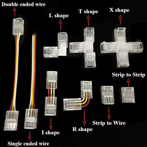8mm 10mm 2Pin 3Pin 4Pin 5Pin 6Pin 12mm IP20 IP65 LED Strip to Strips or Line Quick Connectors Extens