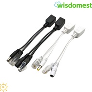WISDOMEST 1 Pair POE Cable, 12V Black/White POE Splitter, Wire Adapter Centralized POE Adapter Monit