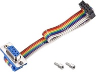 uxcell IDC Rainbow Wire Flat Ribbon Cable FC-10 to DB9 Female Connector 2.54mm Pitch 7.9inch Length